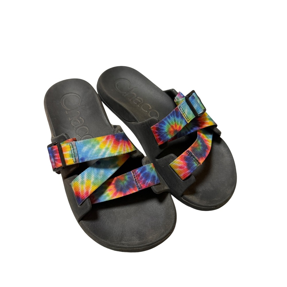Chaco Chillos Slide Sandals in the Dark Tie Dye Size 8 Women Causal Outdoors